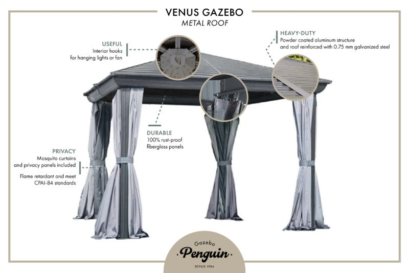 Gazebo Penguin Venus Gazebo - 10x12 Metal Roof