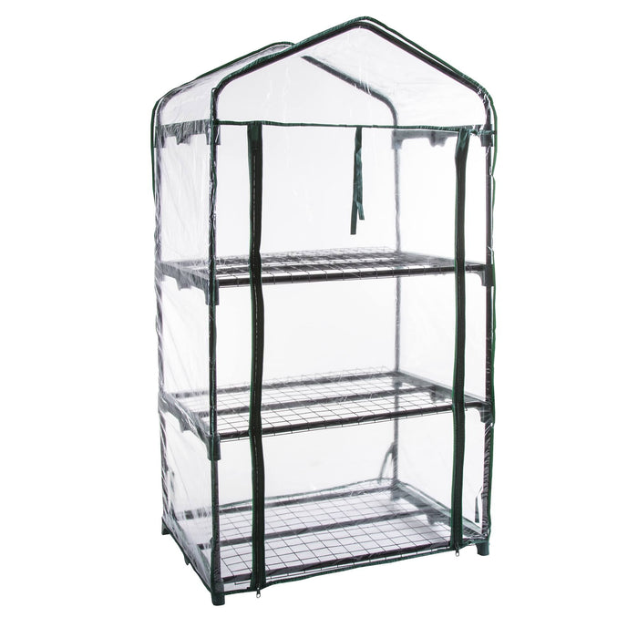 3 Tier Portable Rolling Greenhouse with Clear Cover