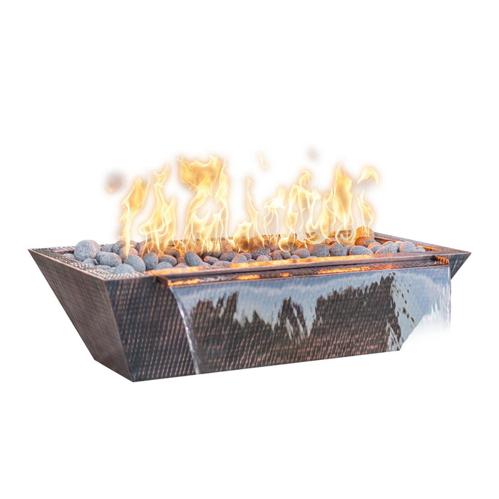 Powder Coated Metal 48x20 Rectangular Linear Maya Fire & Water Bowl