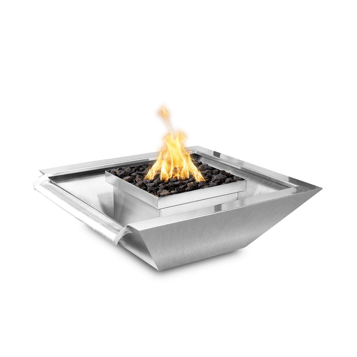 Powder Coated Metal 30" Square Maya Wide Gravity Spill Fire & Water Bowl