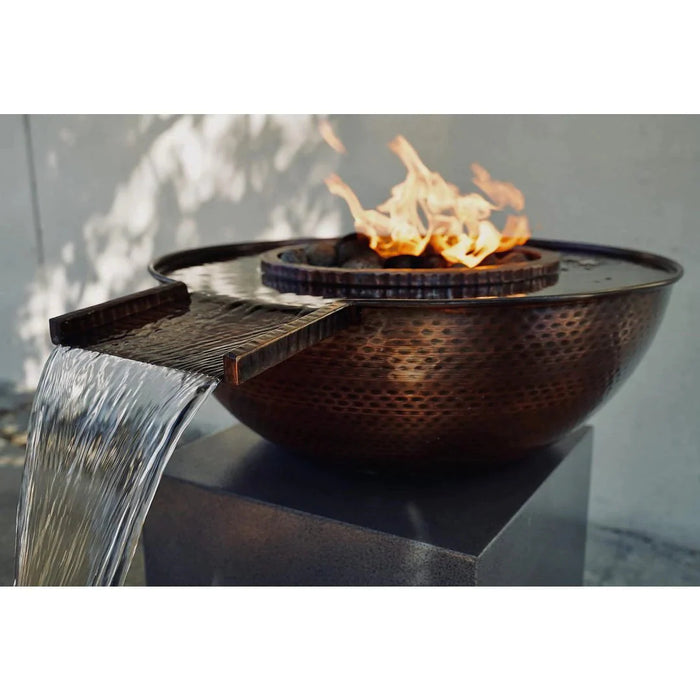 Hammered Copper 27" Round Sedona Gravity Spill Fire & Water Bowl