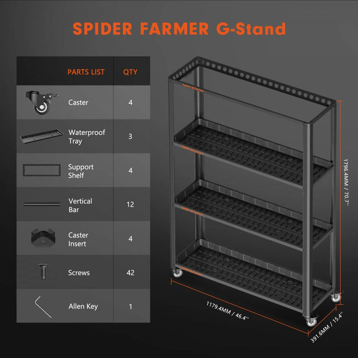 Spider Farmer® 3 Tiers Metal Plant Stand with Plant Trays